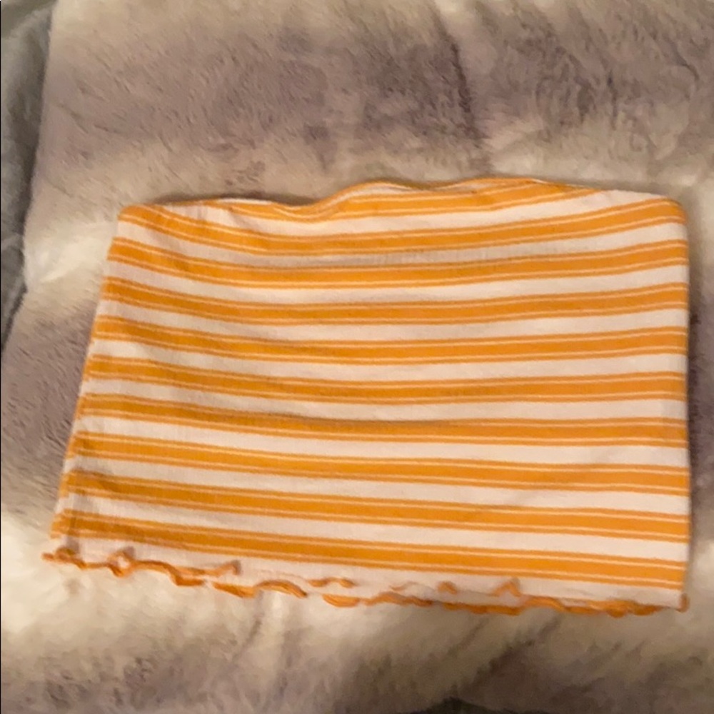 Orange/white striped Crop top